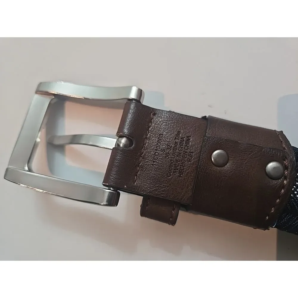 Cinturon Columbia small 30-32‎ Woven Active Stretch Expandible Navy Belt Leather